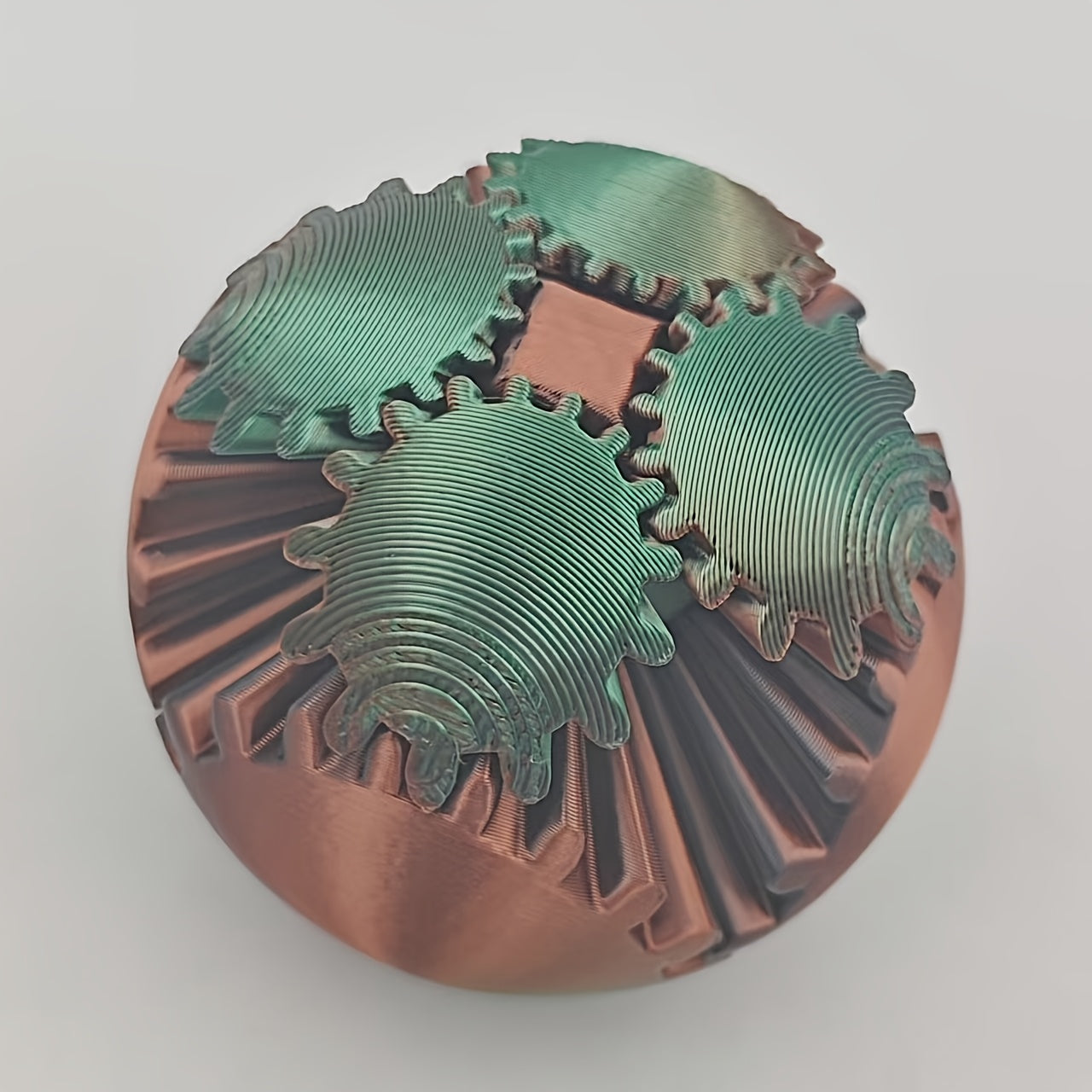 3D Printed Multicolor Gradient Gear Ball Spinning Sphere Stress Relief Model