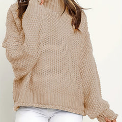 Batwing Sleeve Turtle Neck Sweater Loose Fit Casual Pullover