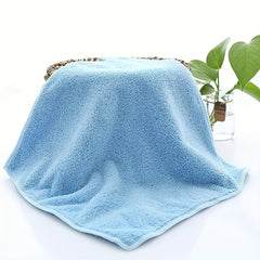 1pc Coral Fleece Washcloth Solid Cleaning Cloth Plain Rag Soft Absorbent Towel