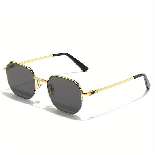 Men's Polygon Sunglasses Vintage Semi Rimless UV400