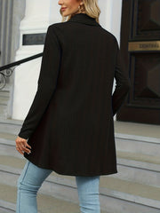 Solid Shawl Collar Open Front Cardigan Long Sleeve for Women