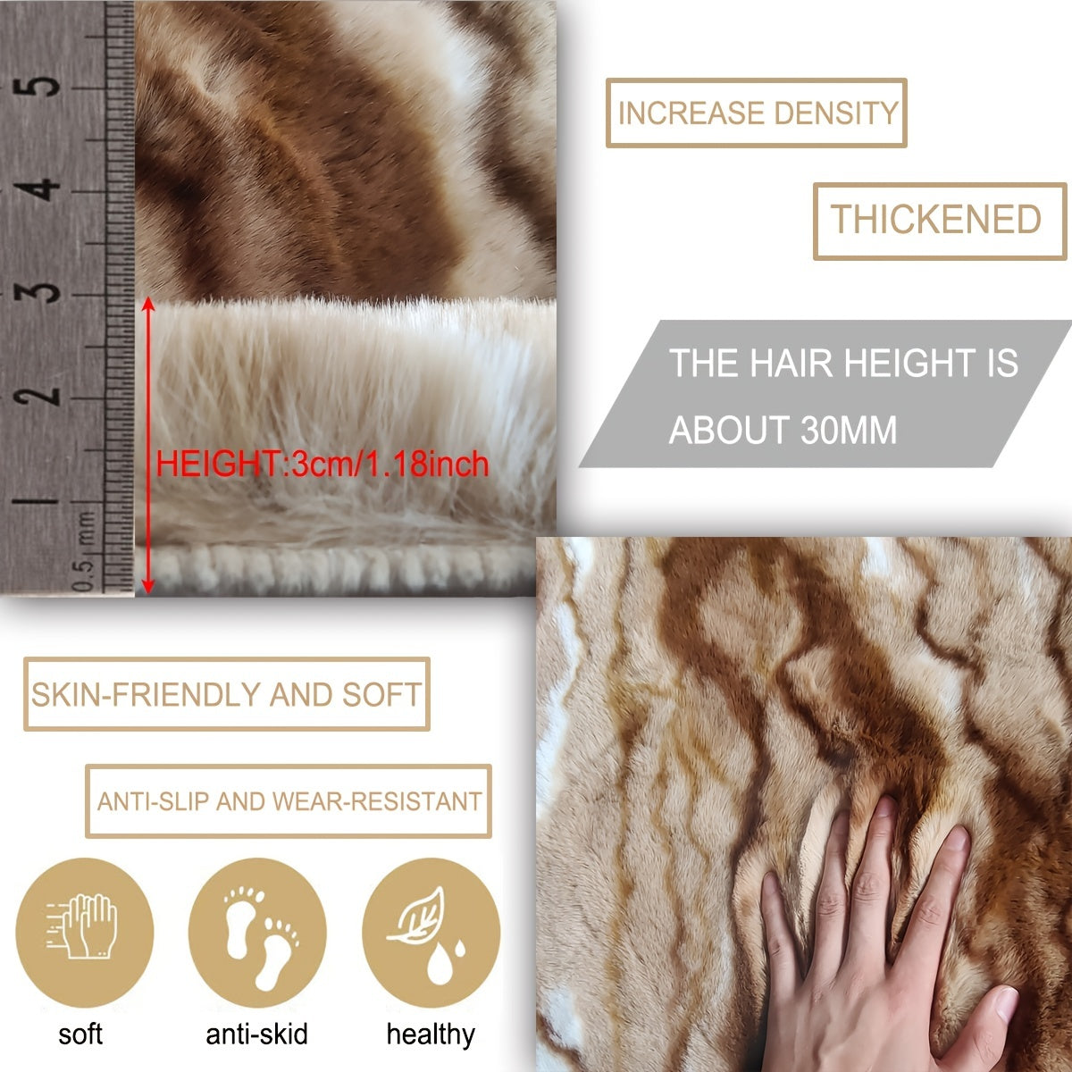 Faux Fur Fluffy Area Rug Soft Floor Mat Non slip Living Room Bedroom Carpet