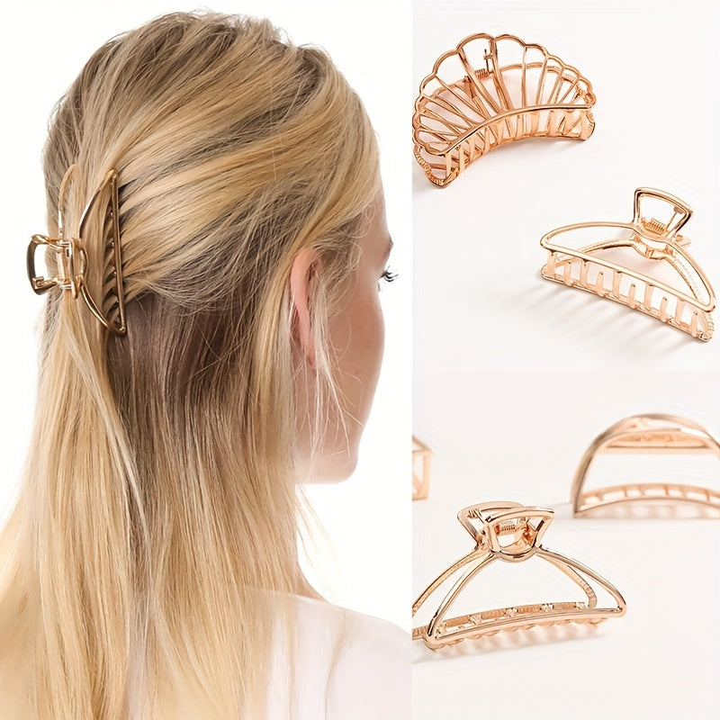 2pcs Metal Hollow Hair Claw Style Hair Claw Nonslip Ponytail Hol