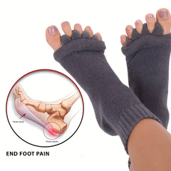 3 Pairs Toeless Yoga Socks Five Toe Split Socks Non Slip Massage Socks