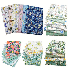 8pcs Floral Pattern Twill Cotton Fabric for DIY Sewing Crafting