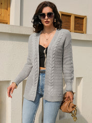 Twist Pattern Open Front Cardigan Long Sleeve Casual Cardigan
