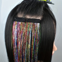 2pcs Colorful Strip Hair Extensions Female Highlights Laser Hair Extensions