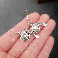 Retro Fun Tea Cup Spoon Earrings Tableware Dangle Earrings Party Jewelry