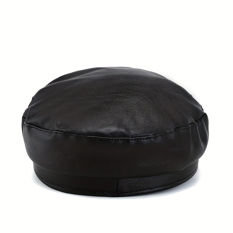 PU Leather Beret Cap Waterproof Berets British Style Women Painters Hats