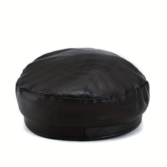 PU Leather Beret Cap Waterproof Berets British Style Women Painters Hats