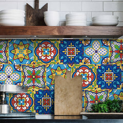 10pcs Moroccan Frosted Flower Tile Wall Sticker Self Adhesive Waterproof