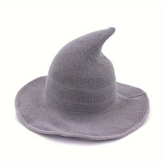 Adult Winter Witch Hat Fisherman Pointed Top Knitted Halloween Wizard Hat