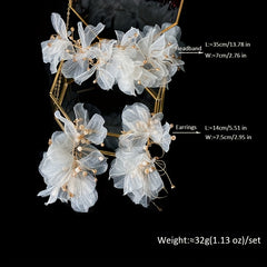 Flower Headband Mesh Bridal Head Piece Floral Yarn Head Decoration