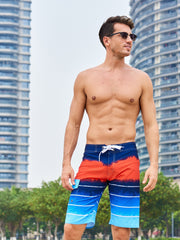 Men's Creative Print Beach Shorts Stretch Drawstring Comfortable Summer Seaside