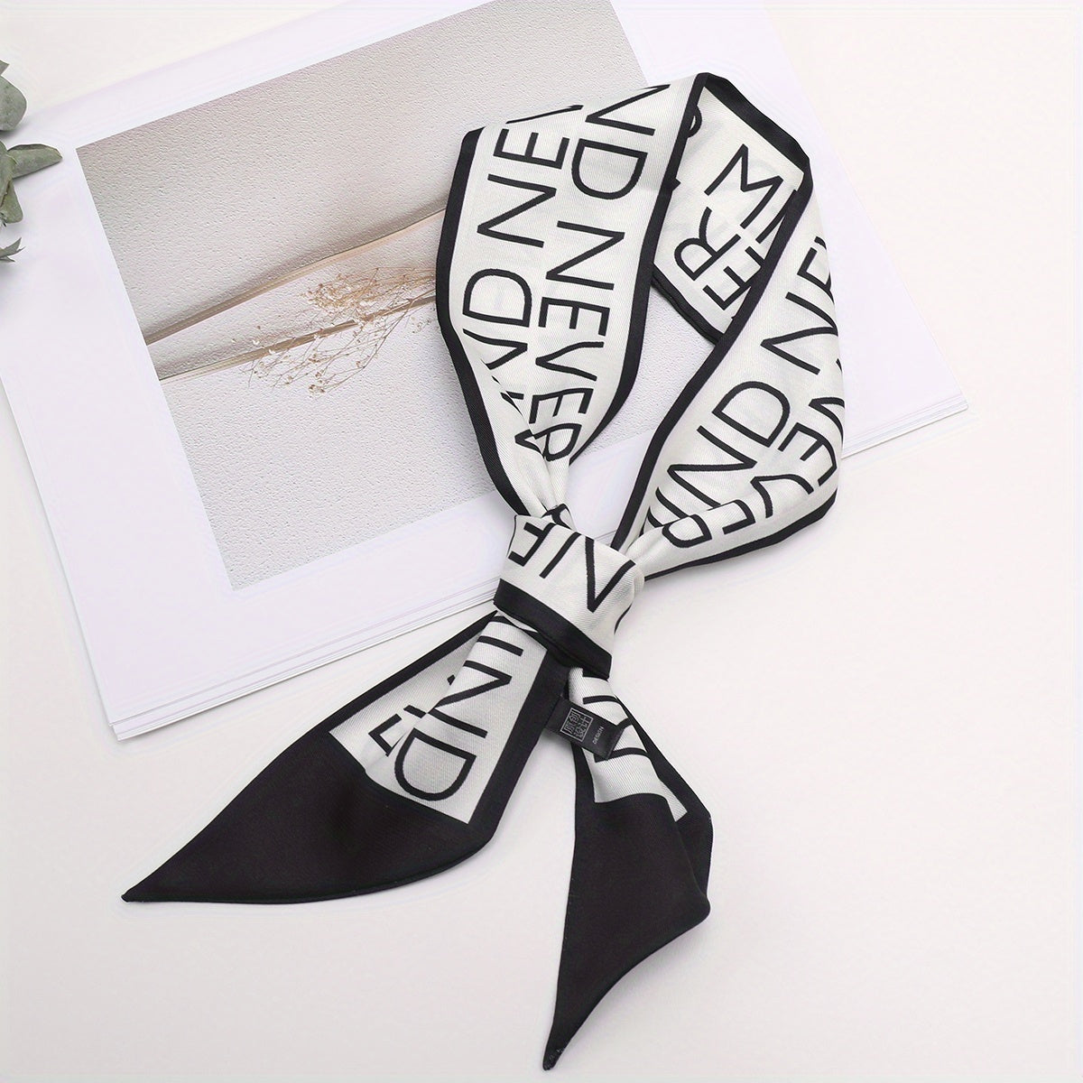 Letter Print Casual Skinny Scarf Long Hair Ribbon Neckerchief