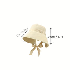 Ribbon Lace Up Bucket Hats Solid Ponytail Sun Hat Summer UV Protection