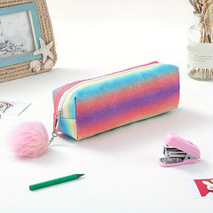 Rainbow Glitter Pencil Case Portable Travel Cosmetics Bag