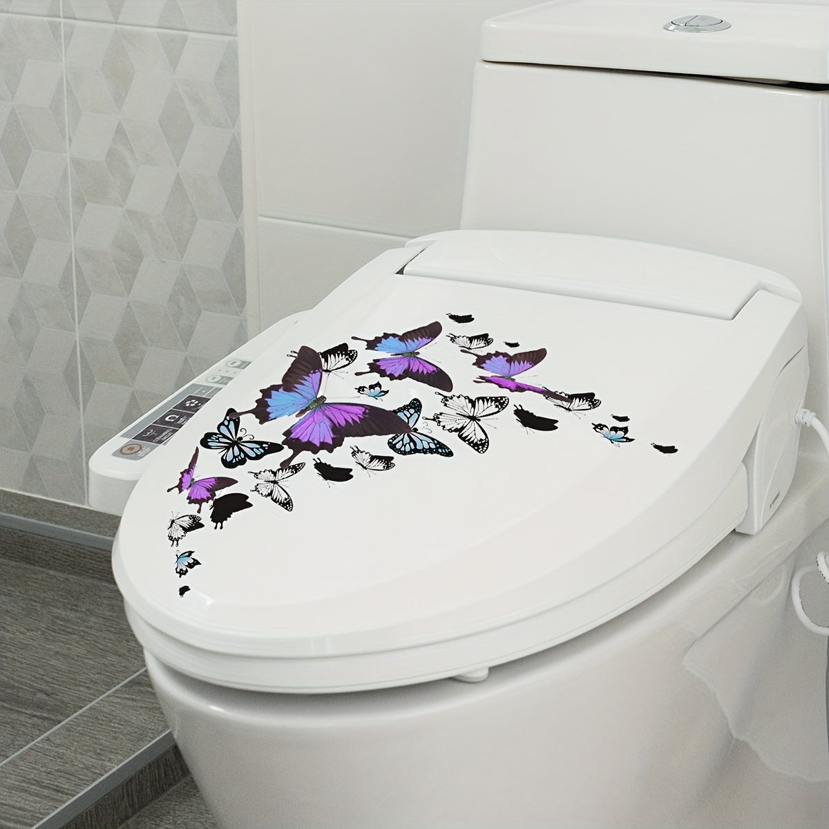 Colorful Butterfly Toilet Sticker, Decorative Waterproof PVC Wall Sticker