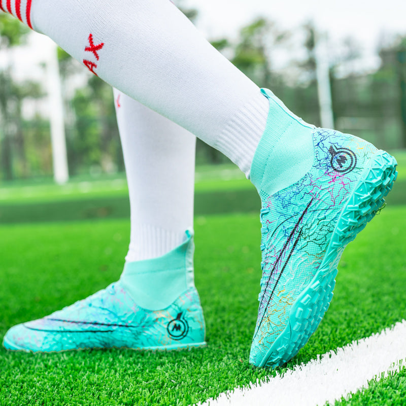 Colorful Anti Slip Turf Spikes Soccer Shoes Lightweight Cleats