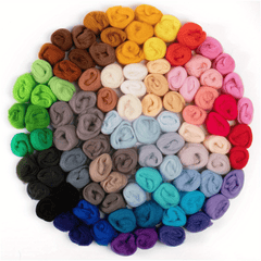 10 4 Oz Needle Felting Wool 48 Colorful Nature Fibre Wool Roving Hand Spinning
