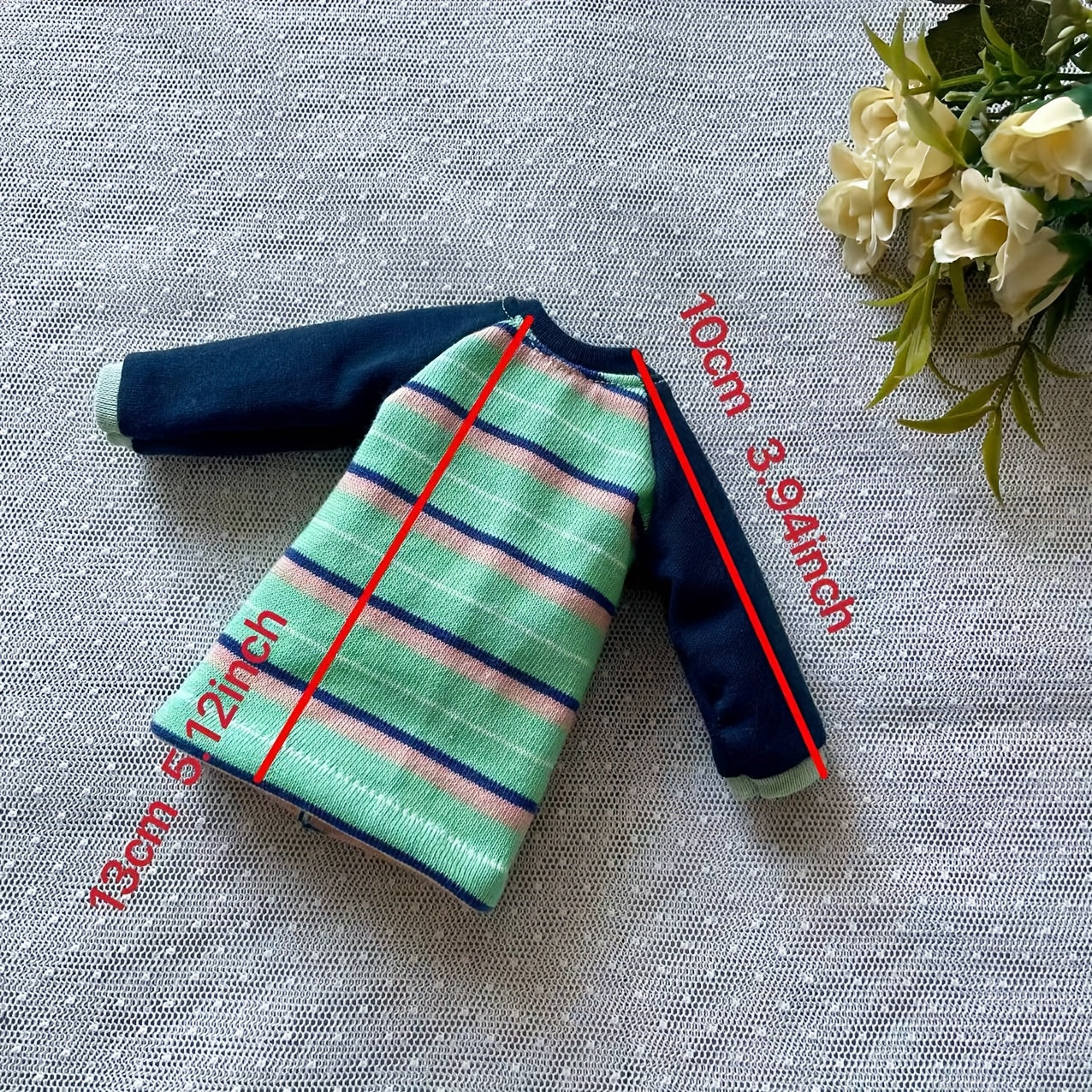 Striped Sweater Jeans Girls Long Dress Doll Clothes Set