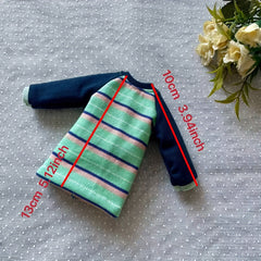 Striped Sweater Jeans Girls Long Dress Doll Clothes Set