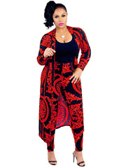 Long Jacket Set High Waist Leggings 2pcs Outfits