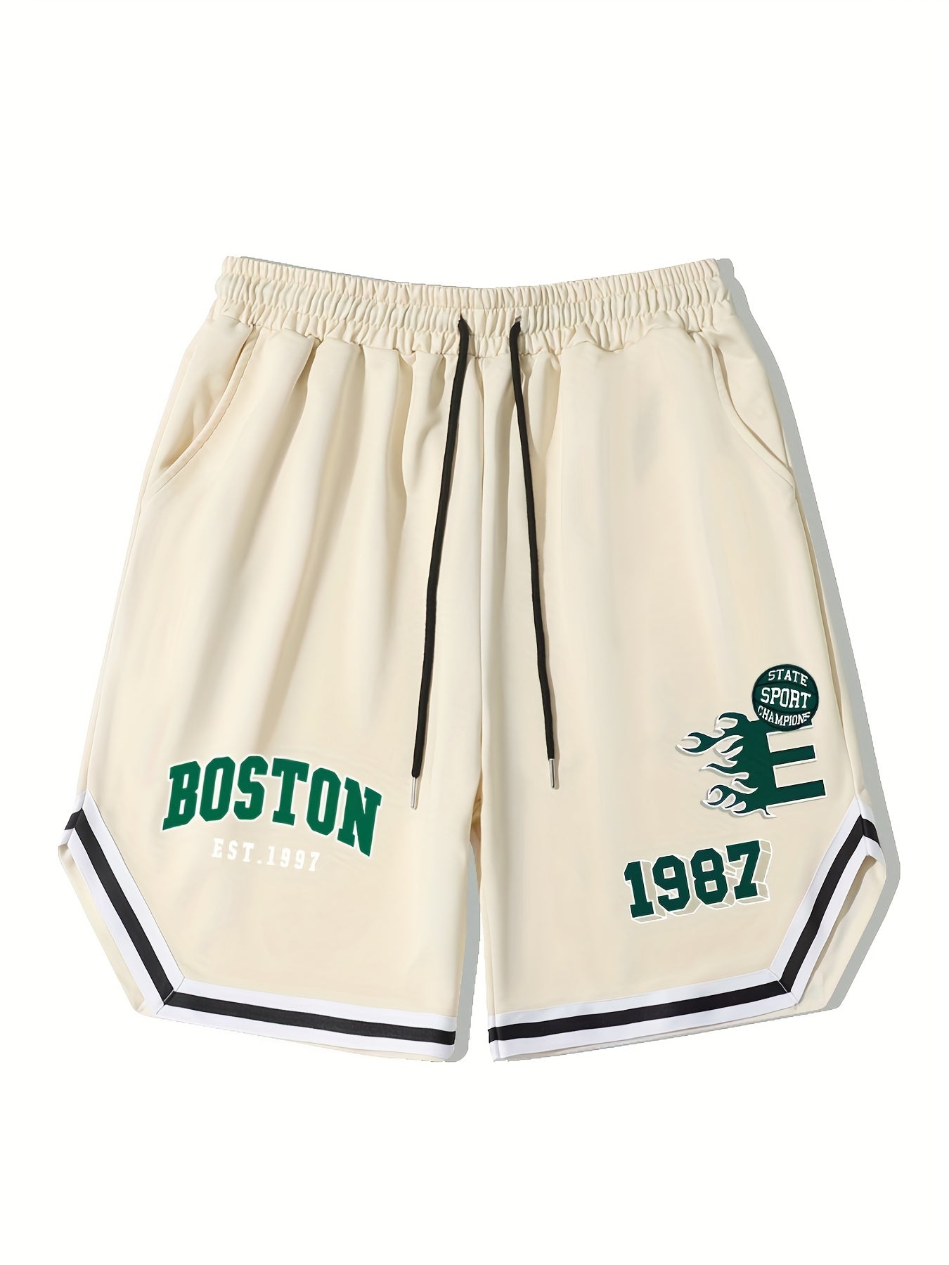Men's Boston Graphic Drawstring Stretchy Shorts