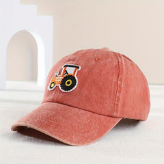 Boys Retro Tractor Washed Baseball Cap Adjustable Sun Hat
