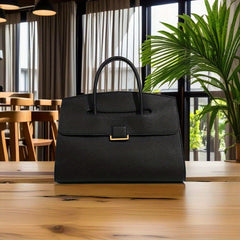 Women's Handbag with Metal Clasp & Detachable Strap