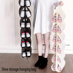 Shoe Storage Hanging Bag 12 Grids Home Wardrobe Nonwoven Shoe Rack