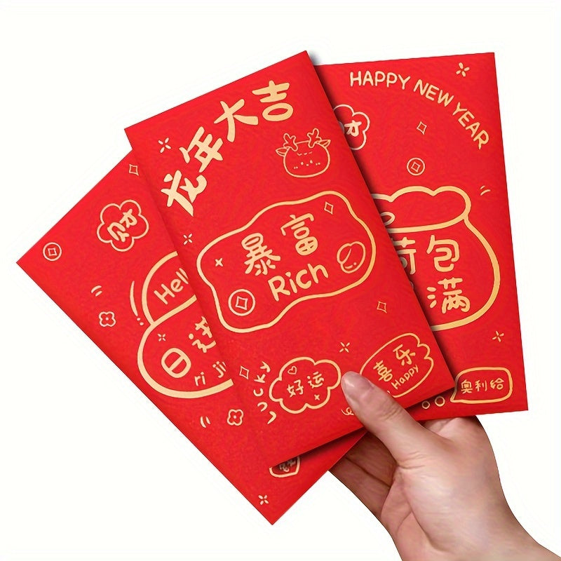 10pcs Chinese Dragon Year Red Envelopes Money Pockets