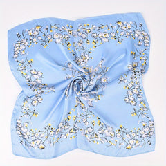 Small Flower Print Bandana Silk Square Scarf Satin Neckerchief Head Wrap