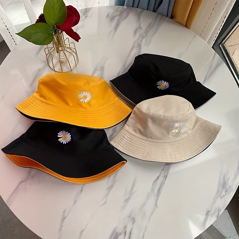 Small Daisy Double Sided Fisherman Hat Sun Visor Chrysanthemum Spring Summer