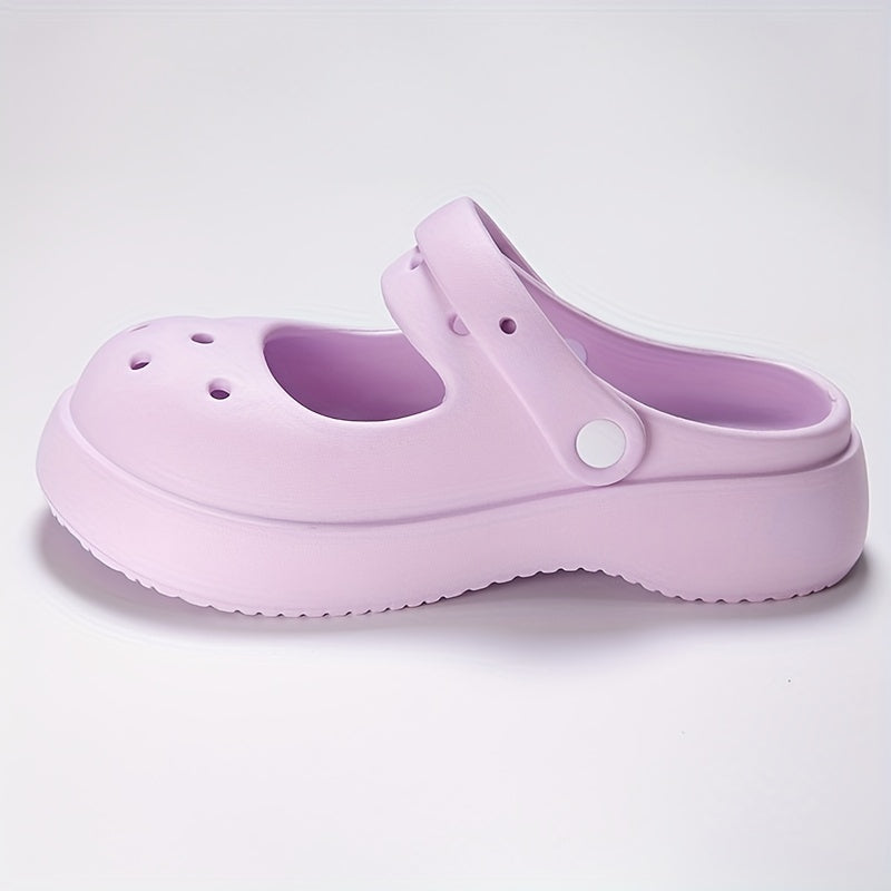 Women's Hollow Out Clogs Hole Shoes Solid Closed Round Toe Beach Slippers