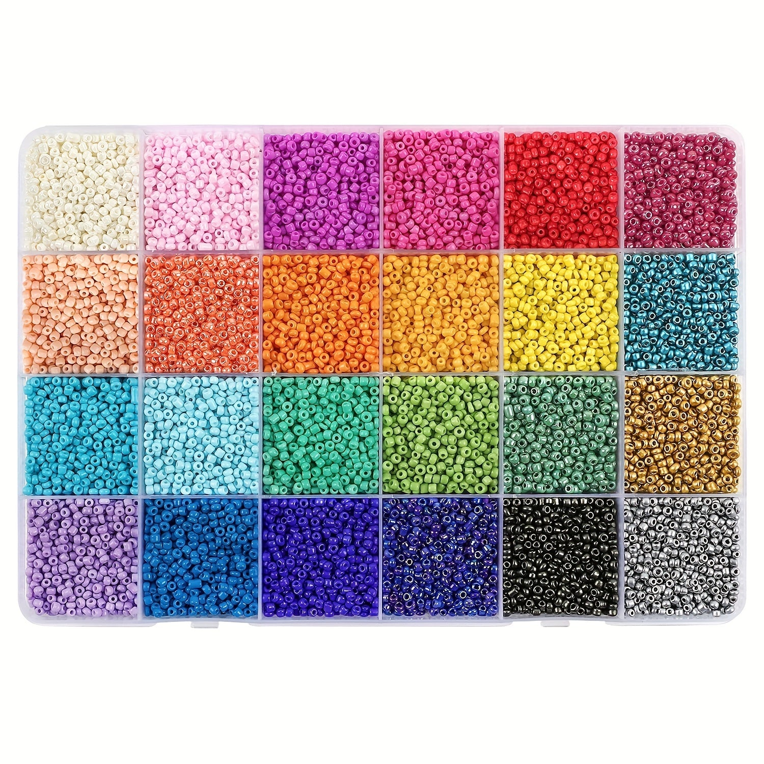 18000pcs 2mm 24 Colors Glass Seed Beads Jewelry Making DIY Supplies