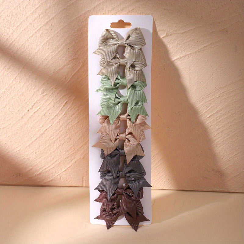 10pcs Cute Bowknot Hair Clips & Hairpins for Baby Girls