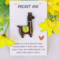 Llama Pocket Hug Card Encouraging Mini Gift Special Birthday Present