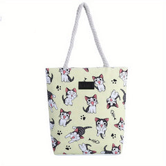 Funny Pet Animal Print Canvas Bag Large Capacity Rope Handle Tote
