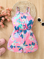 Toddler Girls Flowers Plant Cami Rompers Jumpsuits Beach Vacation