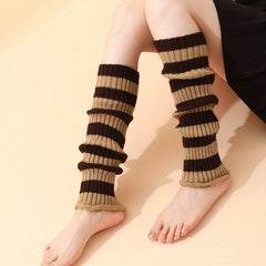 Striped Knitted Leg Warmers Knee High Socks Women's Stockings