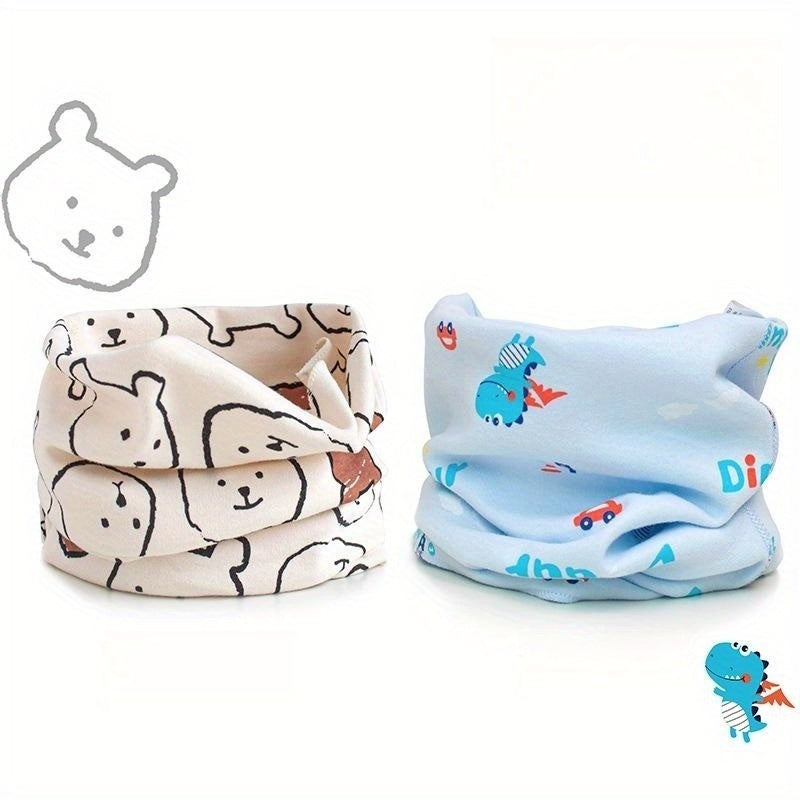 2pcs Kids Cartoon Cotton Scarf Winter Warm Windproof