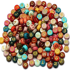 100pcs Mixed Letter Acrylic Beads Round Flat Alphabet Spacer Beads DIY Jewelry