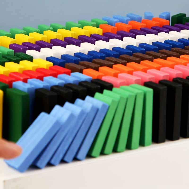 Colorful Wooden Dominoes Set 340pcs Brain Teaser Puzzle Learning Game Night