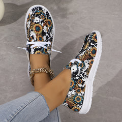 Sunflower Pattern Slip On Women's Casual Shoes