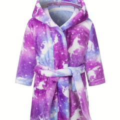 Kid's Tie Dye Flannel Hooded Bathrobe Soft Pajama Girl's Loujsonewear