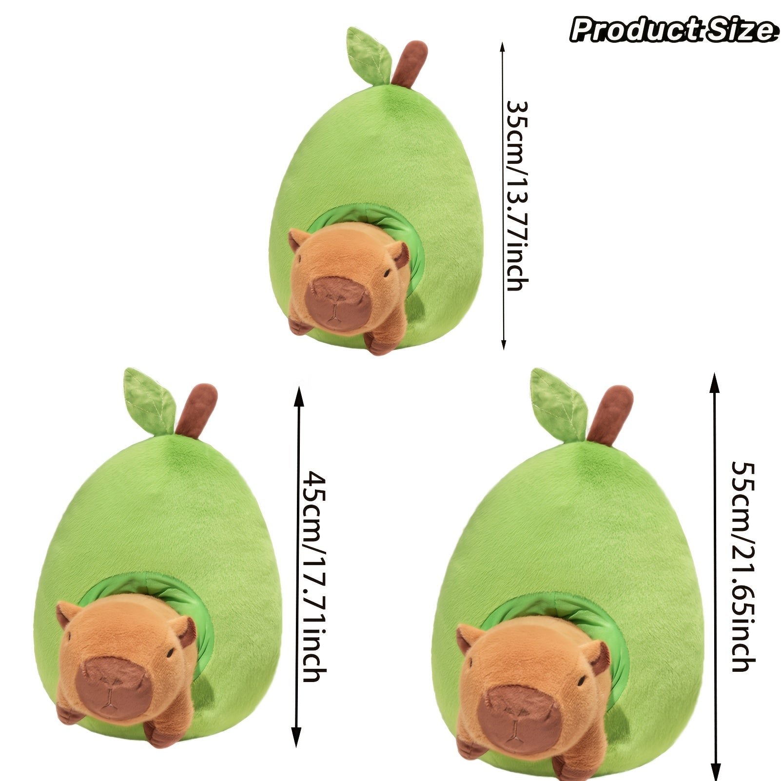 Capybara Avocado Fruit Plush Toy - Small, Medium, Large