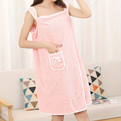 Soft Coral Velvet Bathrobe with Bowknot Pocket