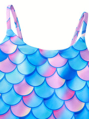 Mermaid Costume Swimsuit Bikini for Girls Gradient Fish Scale Print
