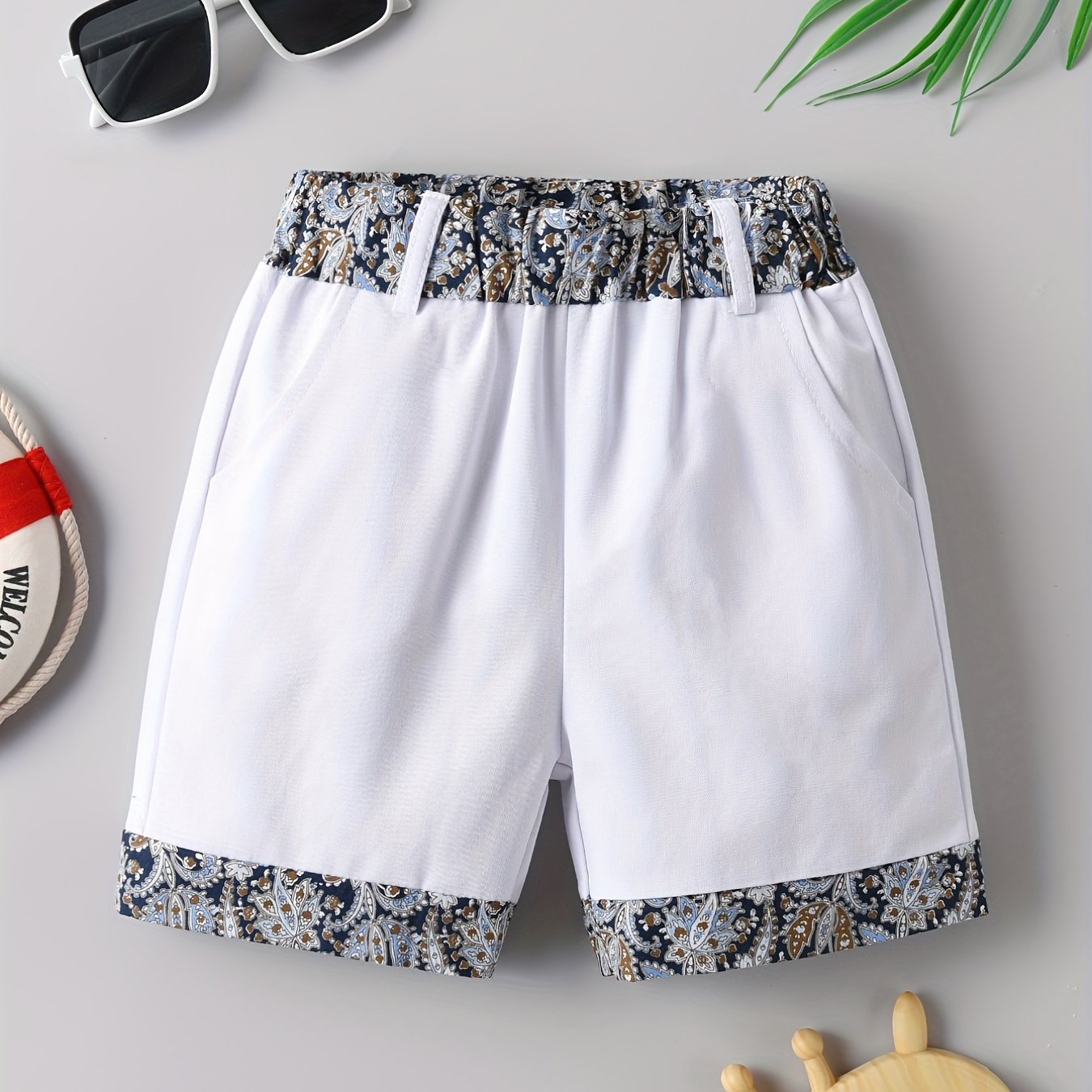 Boys Retro Flower Pattern Shorts Soft Comfortable Breathable For Summer Kids